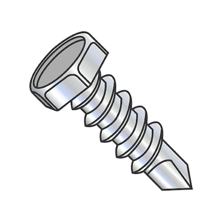 Usa Industrials Self-Drilling Screw, 1/4"-14 x 1 1/4 in, Zinc Plated Steel Hex Head Hex Drive BULK-SCRW-12530